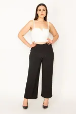 Kadın Lacivert Sandy Kumaş Ütü İzi Çima Dikişli Cepli Pantolon 65N31842