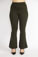 Kadın Haki Büyük Beden Geniş Paçalı Tayt