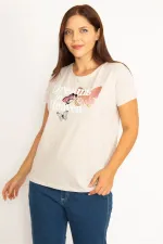 Kadın Vizon Lak Baskılı Bluz 65N34577