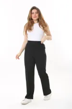 Kadın Büyük Beden Füme Ütü İzi Çima Dikişli Likralı Yan Cepli Pantolon 65N37564