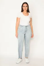 Kadın Mavi Yıkama Efektli 5 Cep Kot Pantolon 65N30966