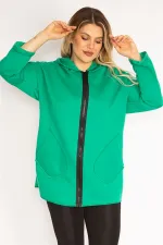 Kadın Antrasit Ön Fermuarlı Cep Ve Kapşonlu Mont 65N35108