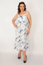 Kadın Kemik Göğüs Volanlı Askılı Elbise 65N33212