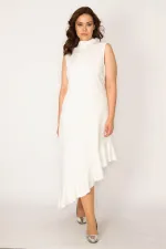 Women's Bone Hem Flounce Back Hidden Zipper Dress 26A33620