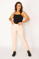 Kadın Pembe Cep Ve Kup Detaylı Likralı Pantolon 65N34118