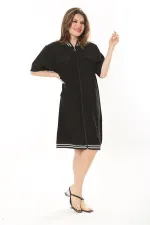 Kadın Büyük Beden Nar Ön Fermuarlı Ribana Detaylı Aerobin Kumaş Elbise 65N37880