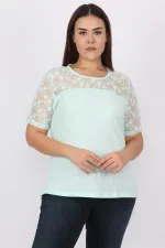 Kadın Beyaz Pamuklu Kumaş Dantel Detaylı Bluz 65N20711