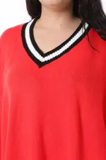 Kadın Büyük Beden Fujya V Yakalı Triko Panço 65N38571