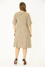 Kadın Büyük Beden Lacivert Dokuma Viskon Kumaş Ön Düğmeli Cepli Elbise 65N36785