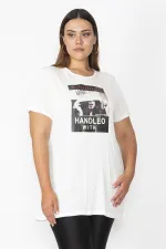 Kadın Kemik Ön Baskılı Kısa Kollu Viskon Bluz 65N27820