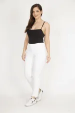 Kadın Kemik Büyük Beden Arka Cep Nakışlı Likralı 5 Cep Kot Pantolon