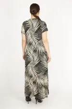 Kadın Mor Büyük Beden Anvelop Yakalı Renkli Uzun Elbise