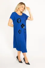 Kadın Mürdüm Suni Deri Garnili Elbise 65N34504