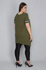 Kadın Haki Şerit Detaylı Asimertik Tunik 65N23133