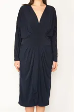 KADIN BORDO GÖĞÜS VE BEL DETAYLI ELBİSE