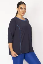 Kadın Lacivert Biye Ve Kup Detaylı Tunik 65N29275