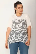 Kadın Kemik Roba Ve Kolları Fileli Kumaş Salaş Kollu Bluz 65N27237