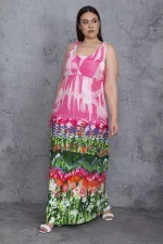 Kadın Renkli Anvelop Yakalı Askılı Elbise 65N26814