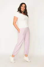 Kadın Gri Pamuklu Kumaş İçi Şardon Paça Ve Bel Lastikli Cep Detaylı Eşofman Alt  65N30436