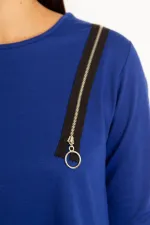 Women's Burgundy Ornamental Zippered Sweatshirt 65N34599