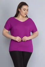 Kadın Fuşya Sırt Dekolteli Viskon Tunik 65N15439