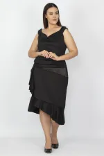 WOMEN'S BLACK WAIST AND SKIRT DETAILED DRESS