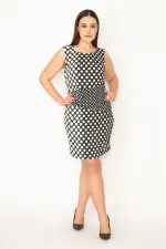 KADIN SİYAH BEL DRAPELİ PUAN DESENLİ ELBİSE