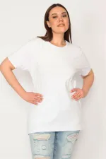 KADIN BEYAZ BİSİKLET YAKALI OVERSİZE BLUZ