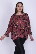 Kadın Renkli Rahat Kesim Yarasa Kol Desenli Tunik 65N25916