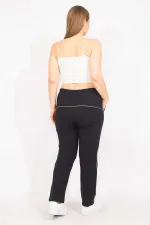 Kadın Lacivert Büyük Beden Biye Detaylı Spor Pantolon 65N35627