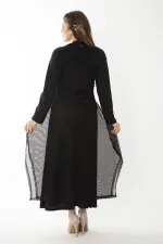 Kadın Büyük Beden Siyah Dışı File İç Elbiseli İkili Elbise 65N37033