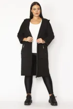 Kadın Füme Fermuar Ve Kapşon Detaylı Kaban 65N28345