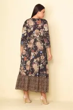 Kadın Renkli Etek Ucu Şifon Anvelop Uzun Elbise 65N33984