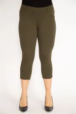 Kadın Haki Ön Süs Cep Ve Arka Cepli Tayt Kapri 65N34887