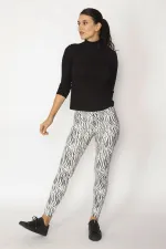 LEGGINGS FEMME À MOTIF ZÉBRÉ NOIR