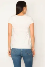 KADIN KEMİK YAKA KAPATMA PARÇALI ANVELOP BLUZ