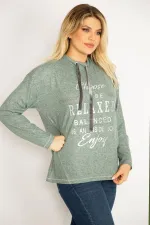 Kadın Yeşil Yakası Kuşgözü Bağcıklı Omuzları Ve Önü Taş Detaylı Tunik 65N34821