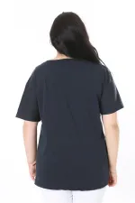 Kadın Büyük Beden Gül Kurusu Bisiklet Yakalı Kısa Kollu Bluz 65N38006