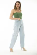 Kadın Büyük Beden Mavi 5 Cepli Kot Pantolon 65N36999