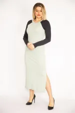 Kadın Yeşil Kol Detaylı Uzun Elbise 85N7277