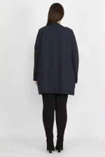 Kadin Lacivert Hakim Yaka Cep Detayli Astarsiz Ceket 65N14545