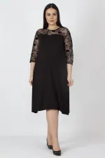 Kadın Siyah Dantel Detaylı Elbise 65N16218