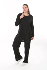 Kadın Büyük Beden Siyah Bluz Pantolon Takım 65N37701