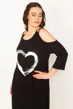 KADIN HAKİ OMUZ DEKOLTELİ ÖN BASKILI ELBİSE