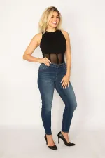 Kadın Lacivert Likralı 5 Cep Kot Pantolon 65N34247