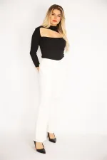 Kadın Kemik Rahat Kesim Yırtık Detaylı Likralı 5 Cep Kot Pantolon 65N35267