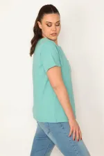 KADIN CAM GÖBEĞİ MAVİSİ PAMUKLU KUMAŞ CEP DETAYLI BLUZ