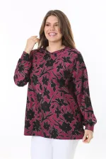 Kadın Büyük Beden Renkli Desenli Sweatshirt 65N37809