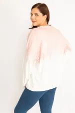 Women's Salmon Batik Printed Ribbed Sweatshirt 65N34794