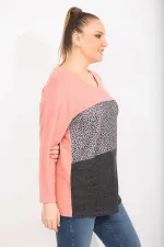 Women's Colorful Comfortable Cut Soft Fabric Color and Pattern Combined Sweatshirt 65N35489